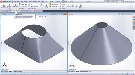 creating sheet metal parts with conical faces|solidworks sheet metal conical.